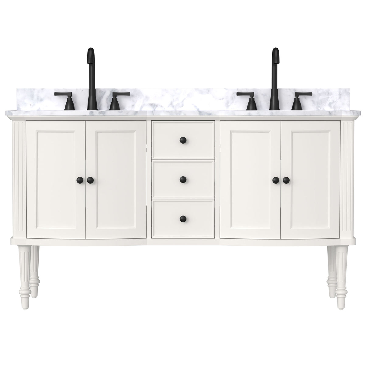 Elara 60" Freestanding Double Vanity Cabinets with Adjustable Legs