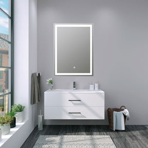 M412B 24" Rectangular Front-Lit LED Mirror with Touch Control