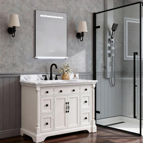 M431C 24" Rectangular LED Mirror with PMMA Luminous Shelf & Bluetooth