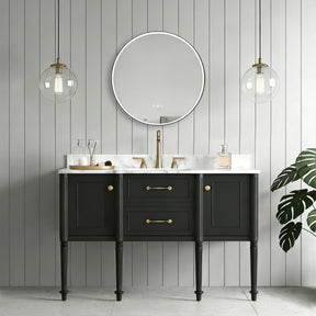 M616 28" Round Ultra-Slim Front-Lit LED Mirror in Black Aluminum Frame