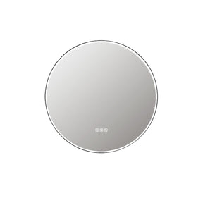 M616 28" Round Ultra-Slim Front-Lit LED Mirror in Black Aluminum Frame