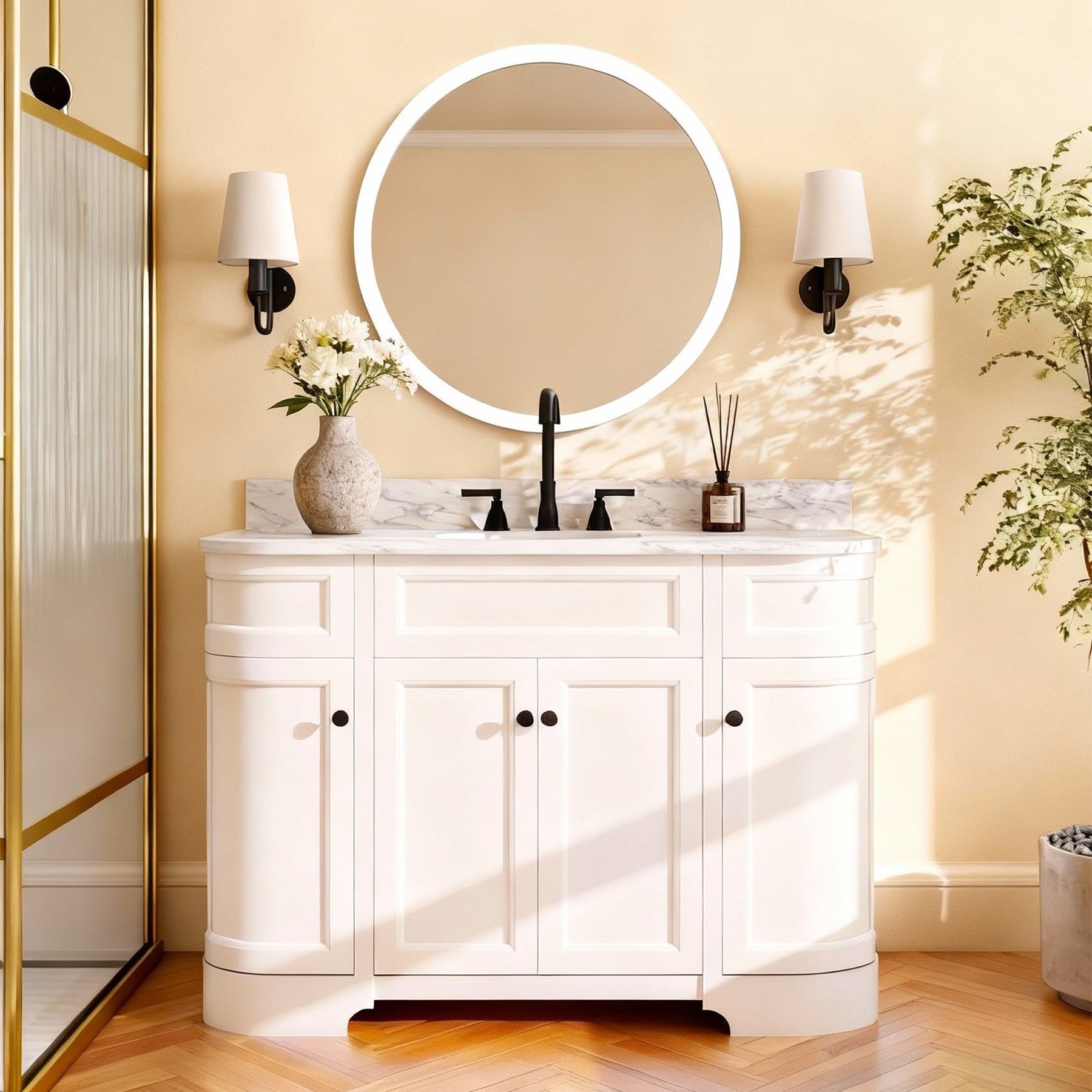 M628 32" Round LED Mirror with GPPS Frame & Front-Side Lighting