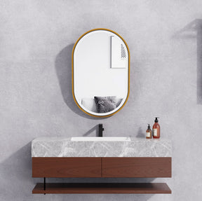 M712 20" Rectangular Dual-Rotating LED Mirror in PVD Gold Aluminum Frame