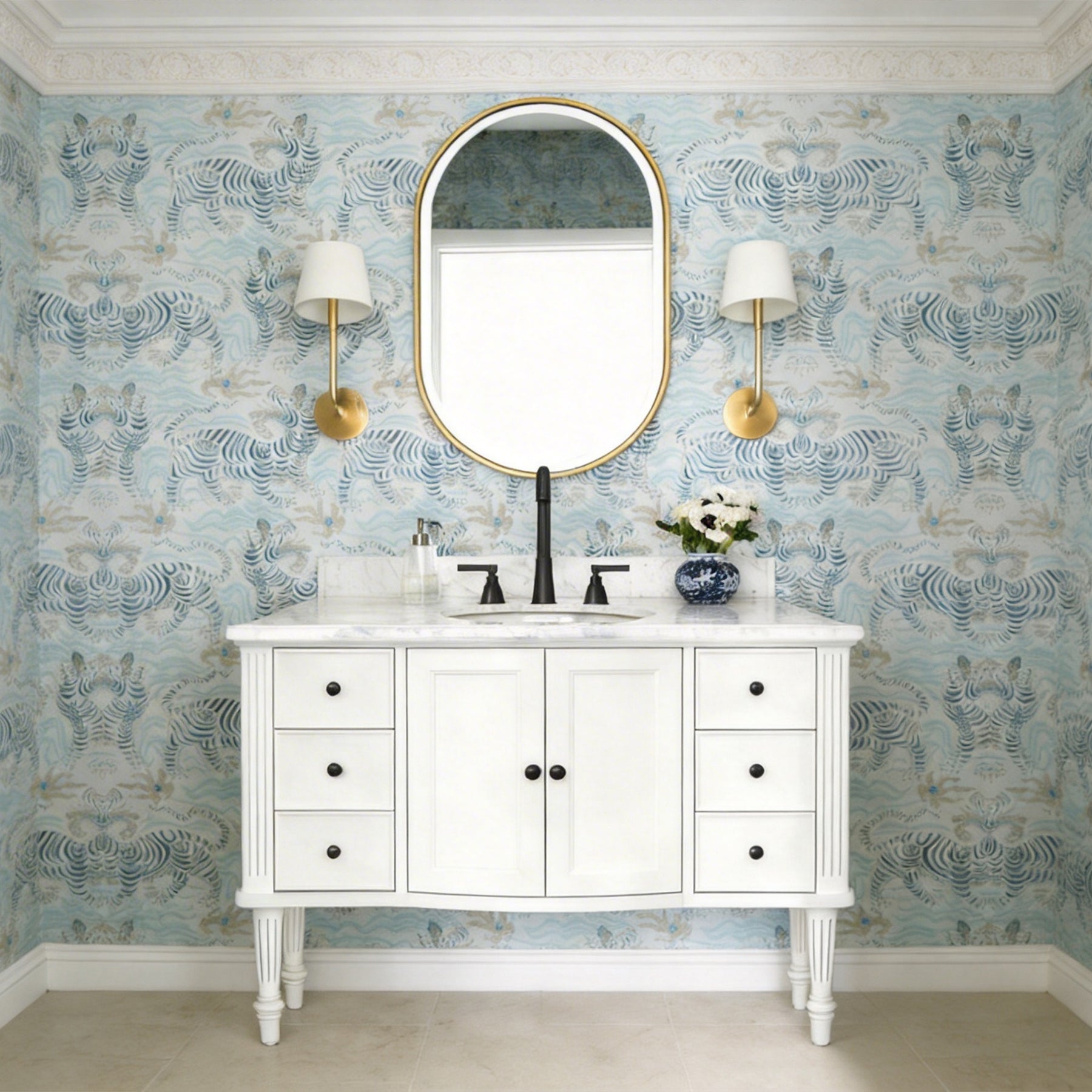 M712 20" Rectangular Dual-Rotating LED Mirror in PVD Gold Aluminum Frame