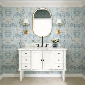 M712 20" Rectangular Dual-Rotating LED Mirror in PVD Gold Aluminum Frame