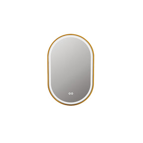 M712 20" Rectangular Dual-Rotating LED Mirror in PVD Gold Aluminum Frame