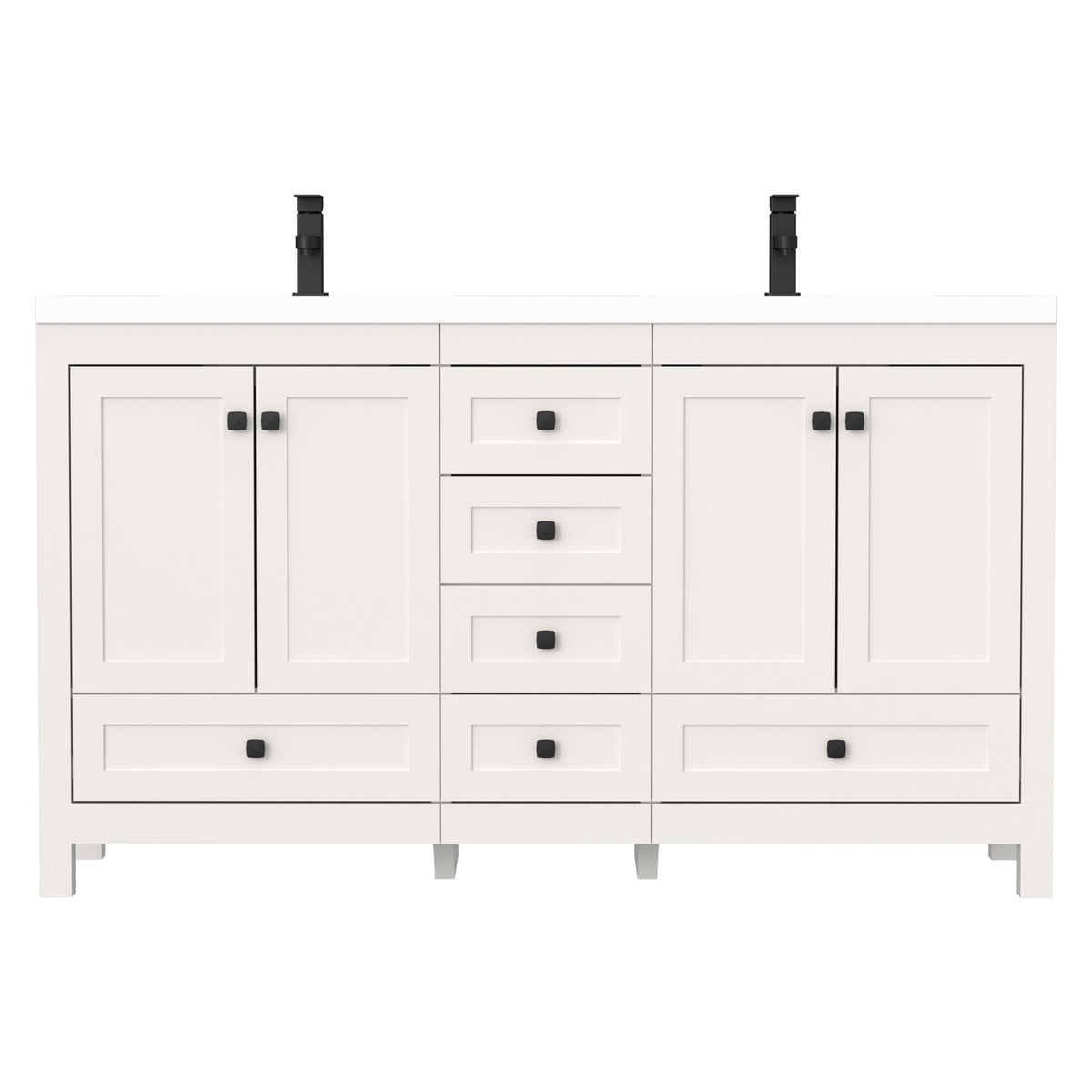 Modern 60" Freestanding Double Vanity Cabinets with Classic Design
