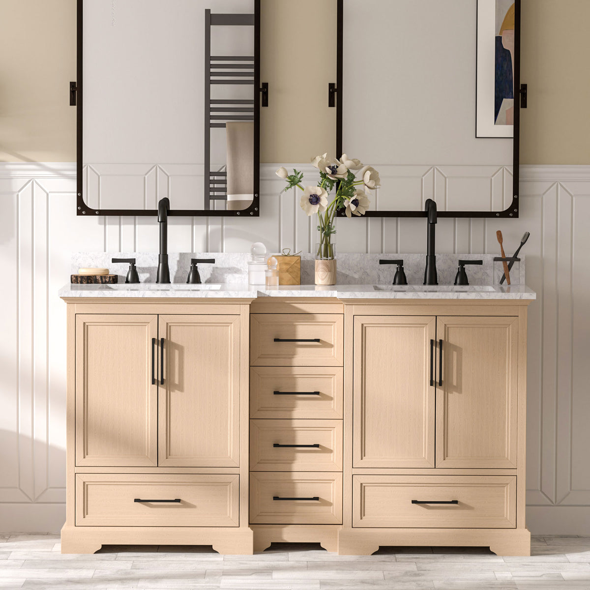 Nobilis 60" Freestanding Double Vanity Cabinets with Symmetrical Layout