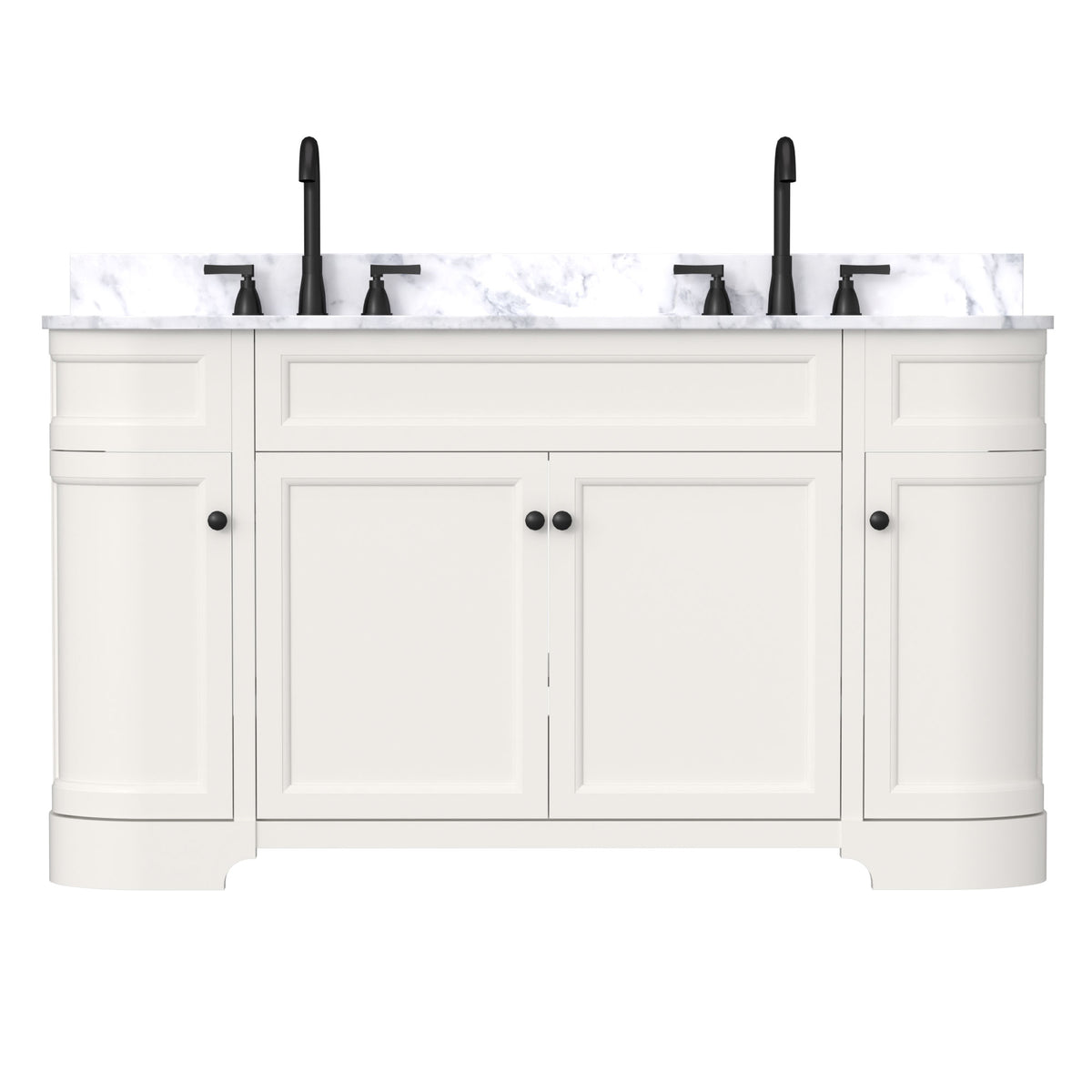Opuluxe 60" Freestanding Double Vanity Cabinets with Curved Design