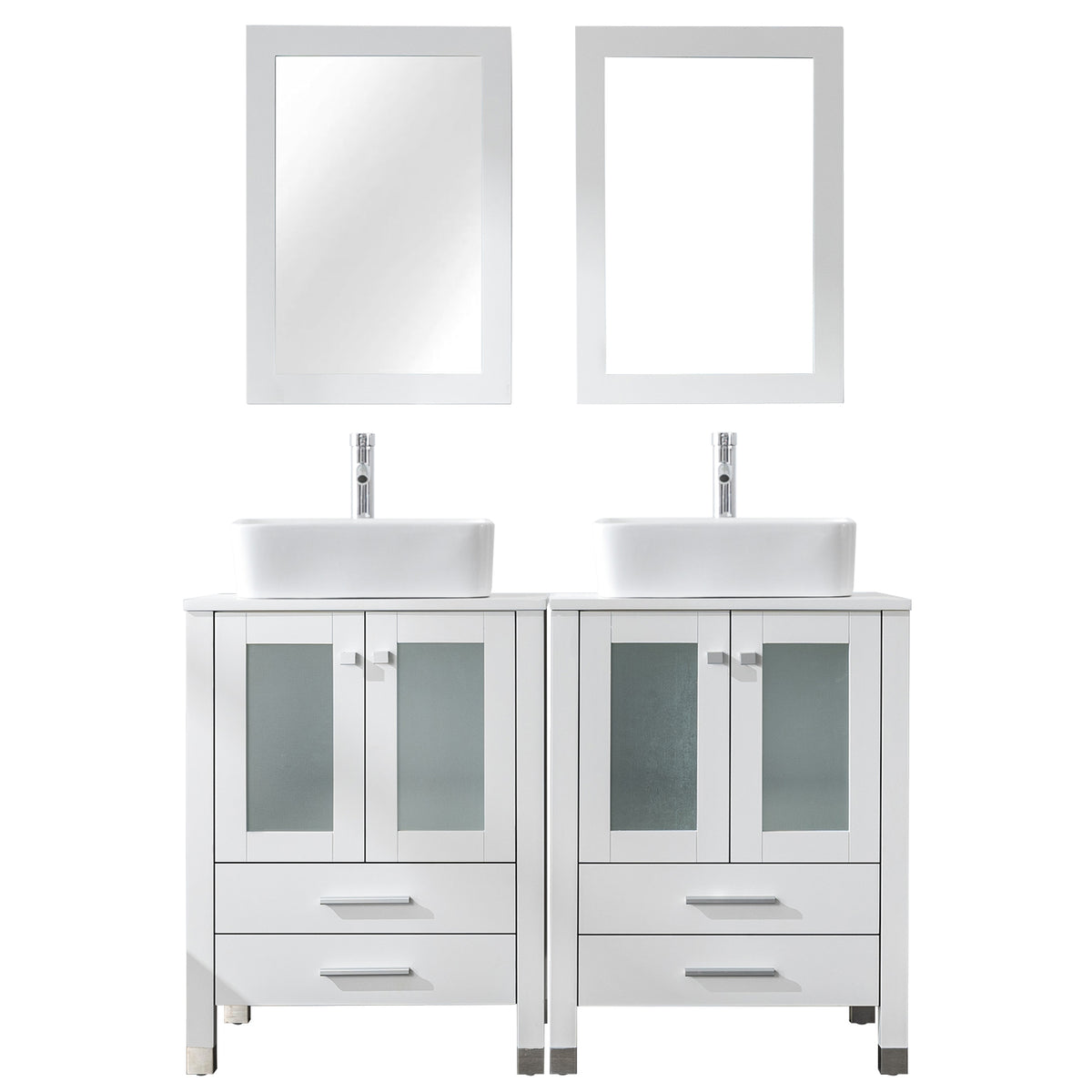 Classic 48" White Freestanding Bathroom Vanity combo with Double  Sinks & Mirrors
