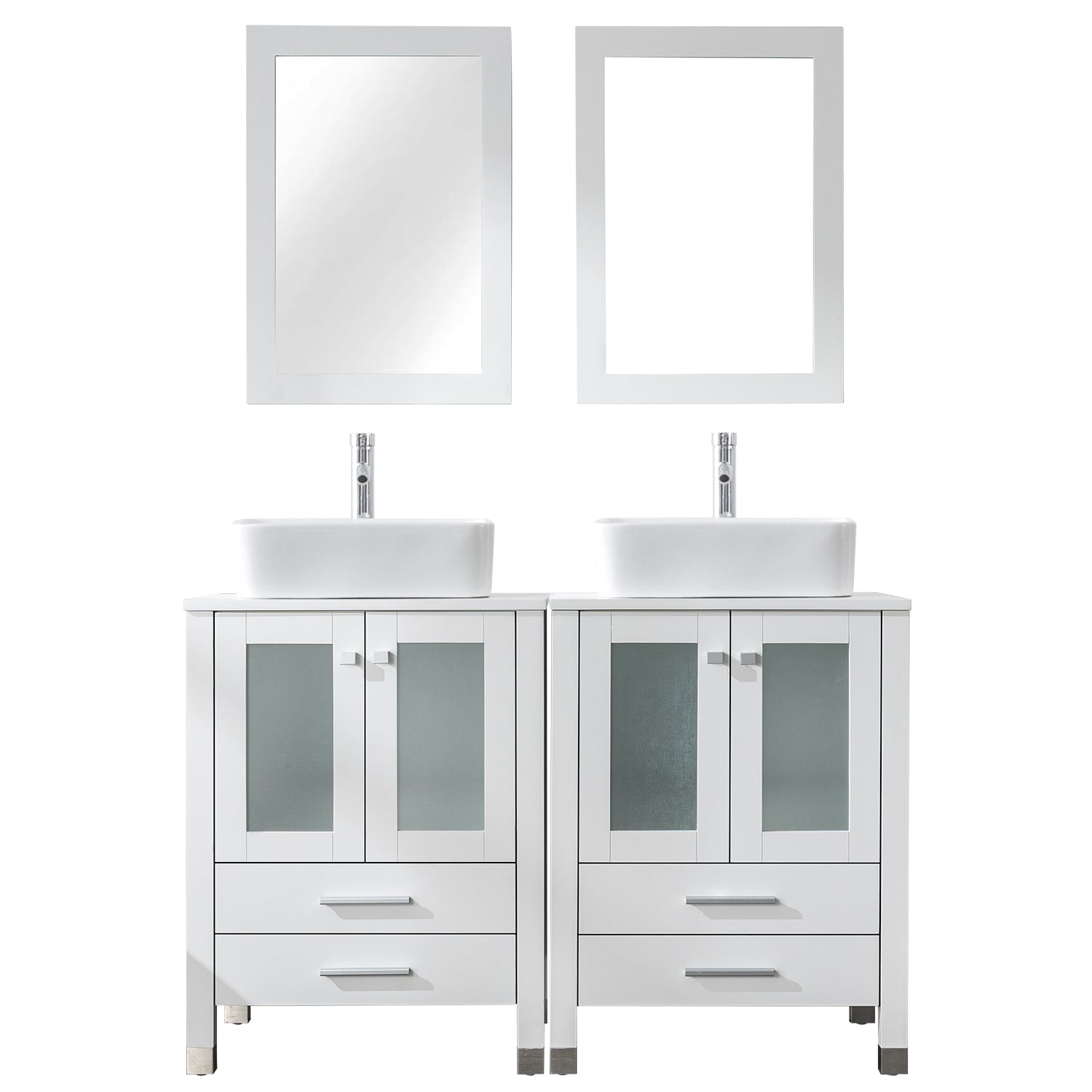 Eclife 48" Double Bathroom Vanity Sink Combos with Solid Wood Construction and Painted Frame - White