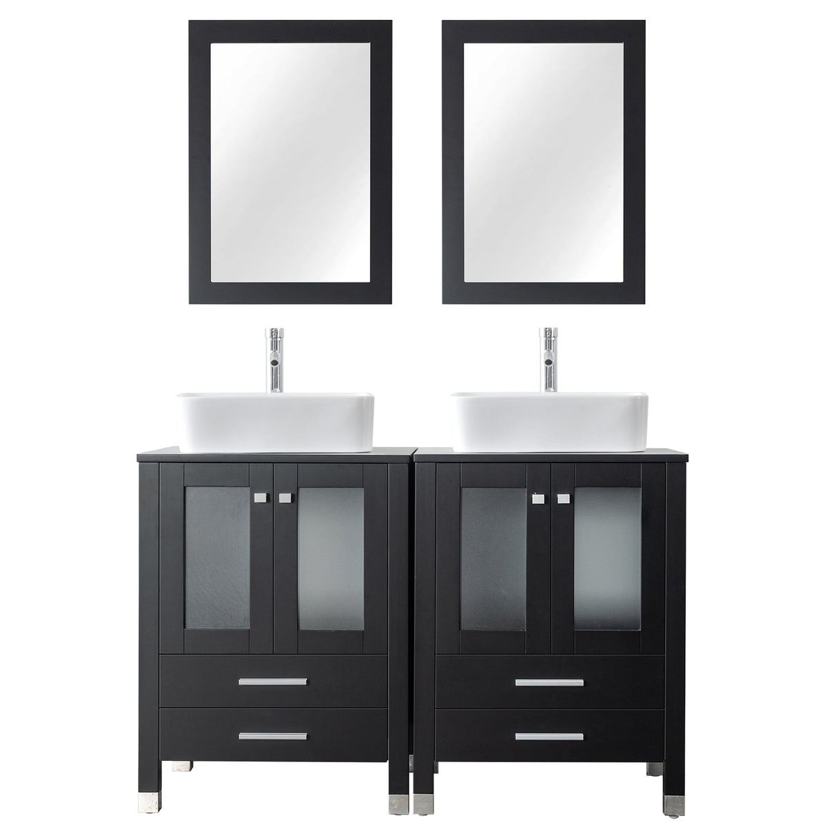 Eclife 48" Double Bathroom Vanity Sink Combos with Solid Wood Construction and Painted Frame - Black