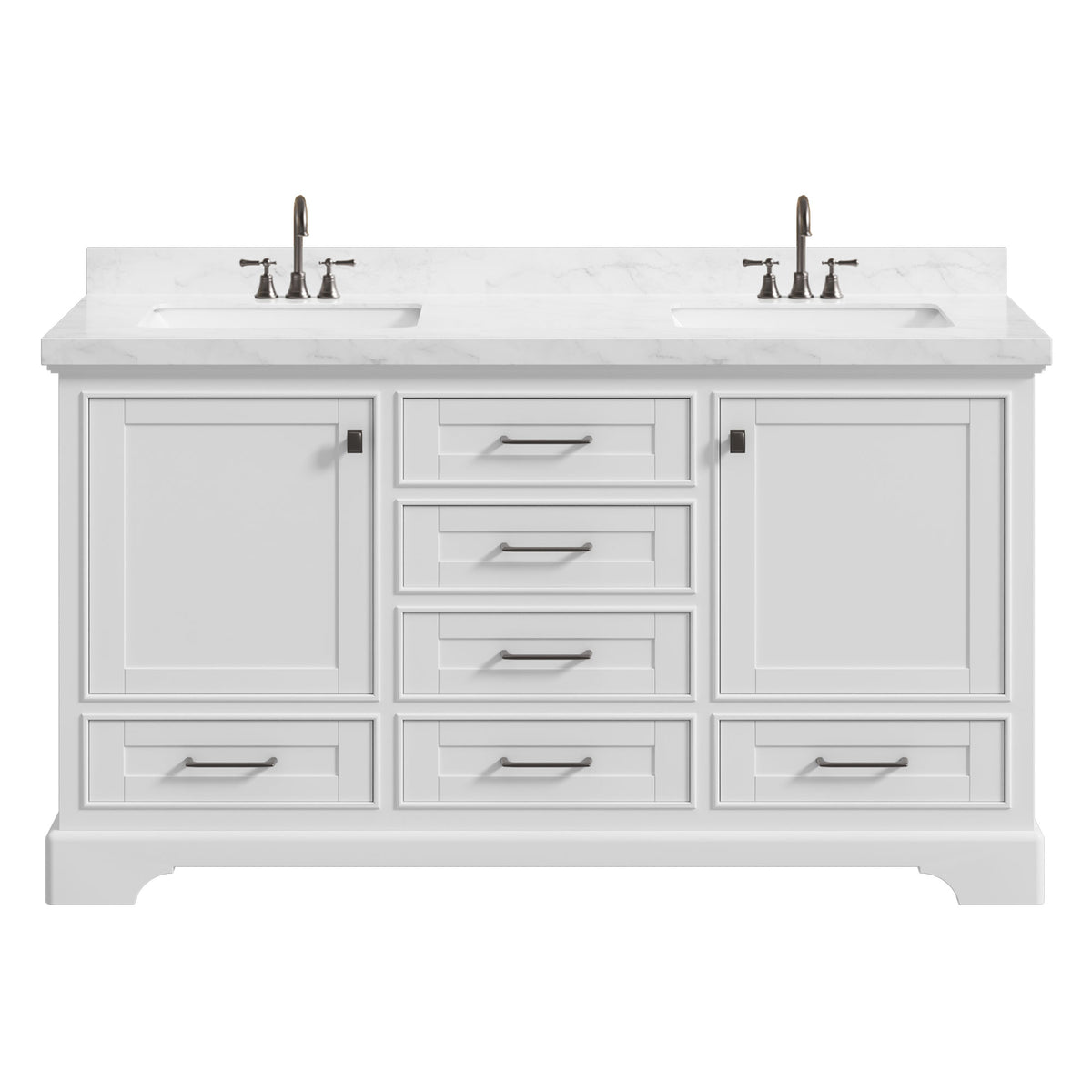 Tessera  60'' Freestanding Double Vanity Cabinets with Curved Base