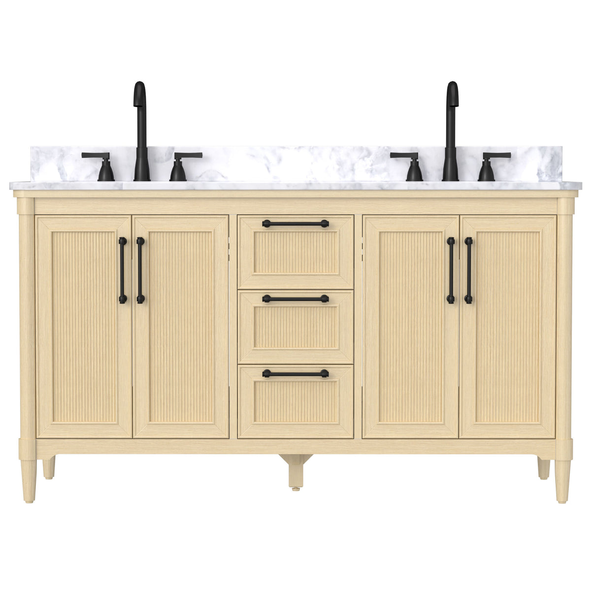 Vantara 60" Freestanding Double Vanity Cabinets with Fluted Texture