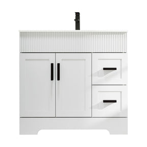 Waterfall  36" Freestanding Single Vanity Cabinets with Decoration Lines