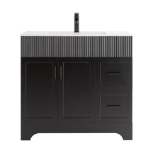 Waterfall  36" Freestanding Single Vanity Cabinets with Decoration Lines