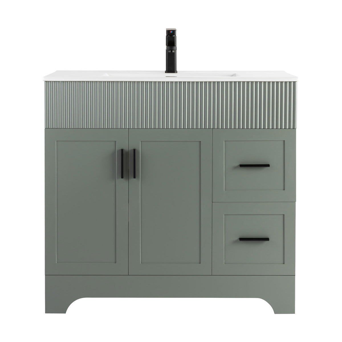 Waterfall  36" Freestanding Single Vanity Cabinets with Decoration Lines