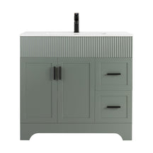 Waterfall  36" Freestanding Single Vanity Cabinets with Decoration Lines