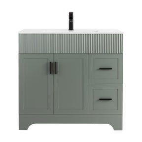 Waterfall  36" Freestanding Single Vanity Cabinets with Decoration Lines
