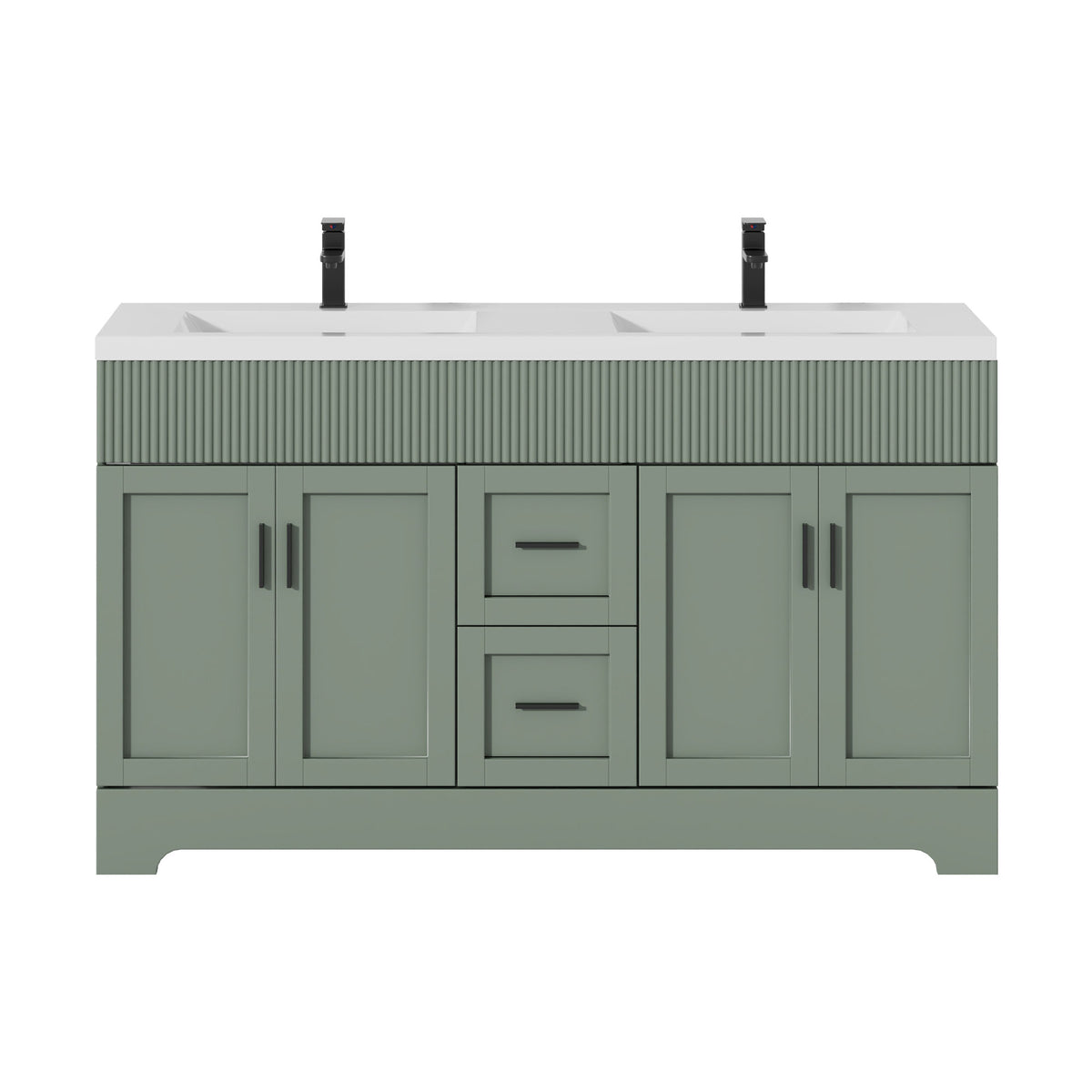 Waterfall  60" Freestanding Double Vanity Cabinets with Decoration Lines