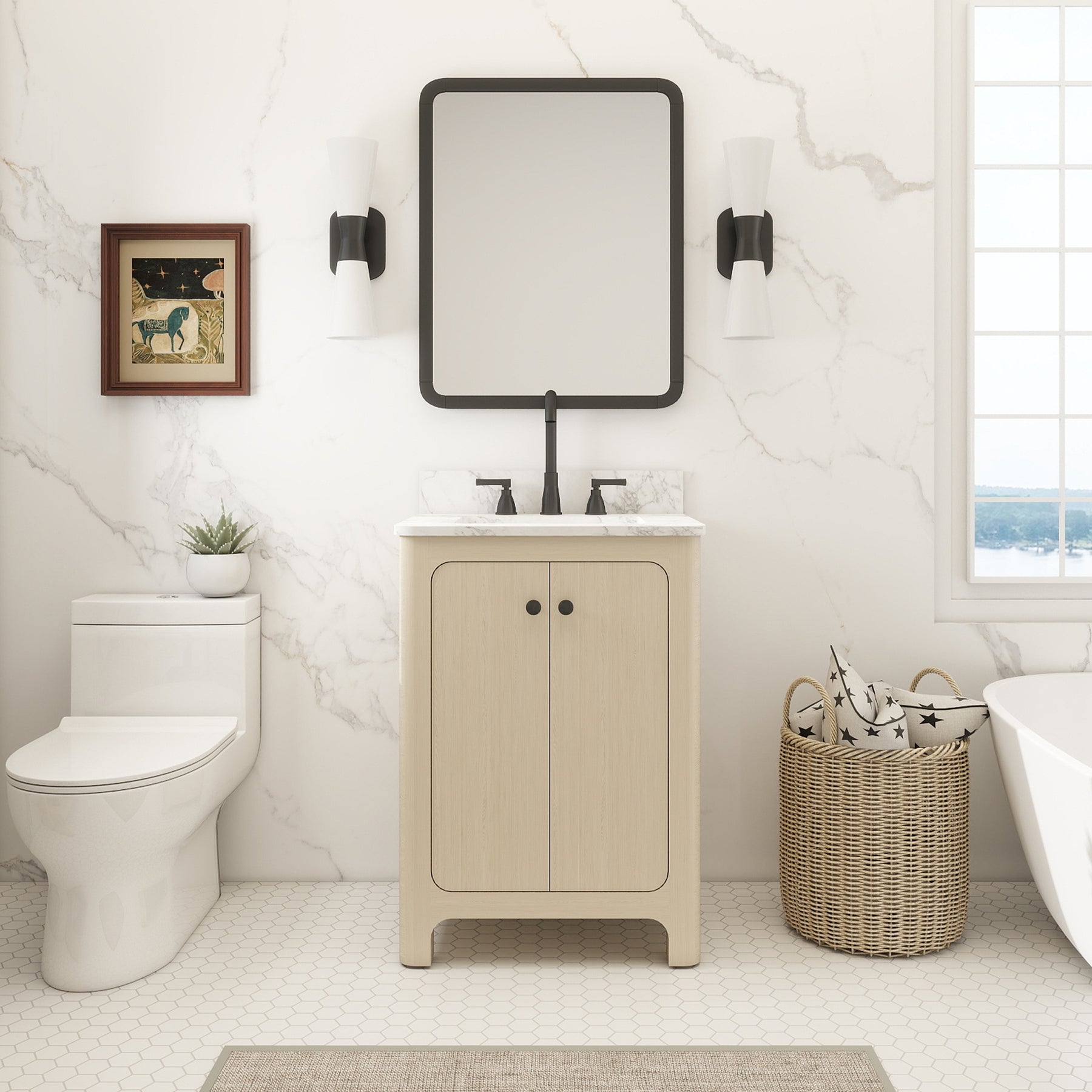 Canyon 24" Freestanding Single Vanity Cabinet with Curved Design