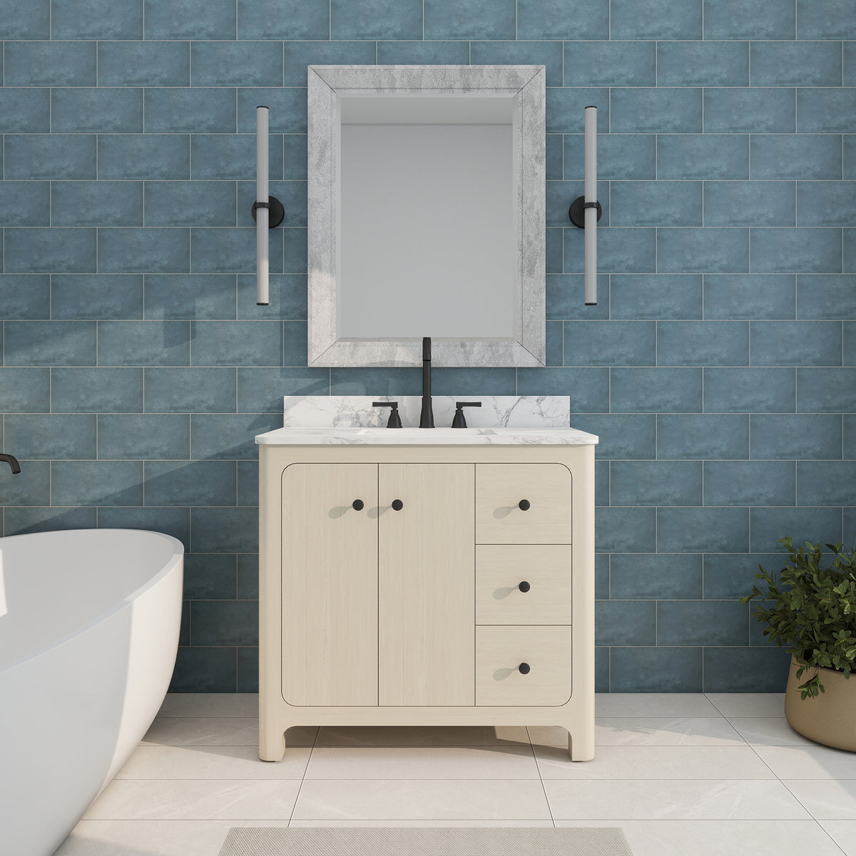 Canyon 36" Freestanding Single Vanity Cabinet with Curved Design