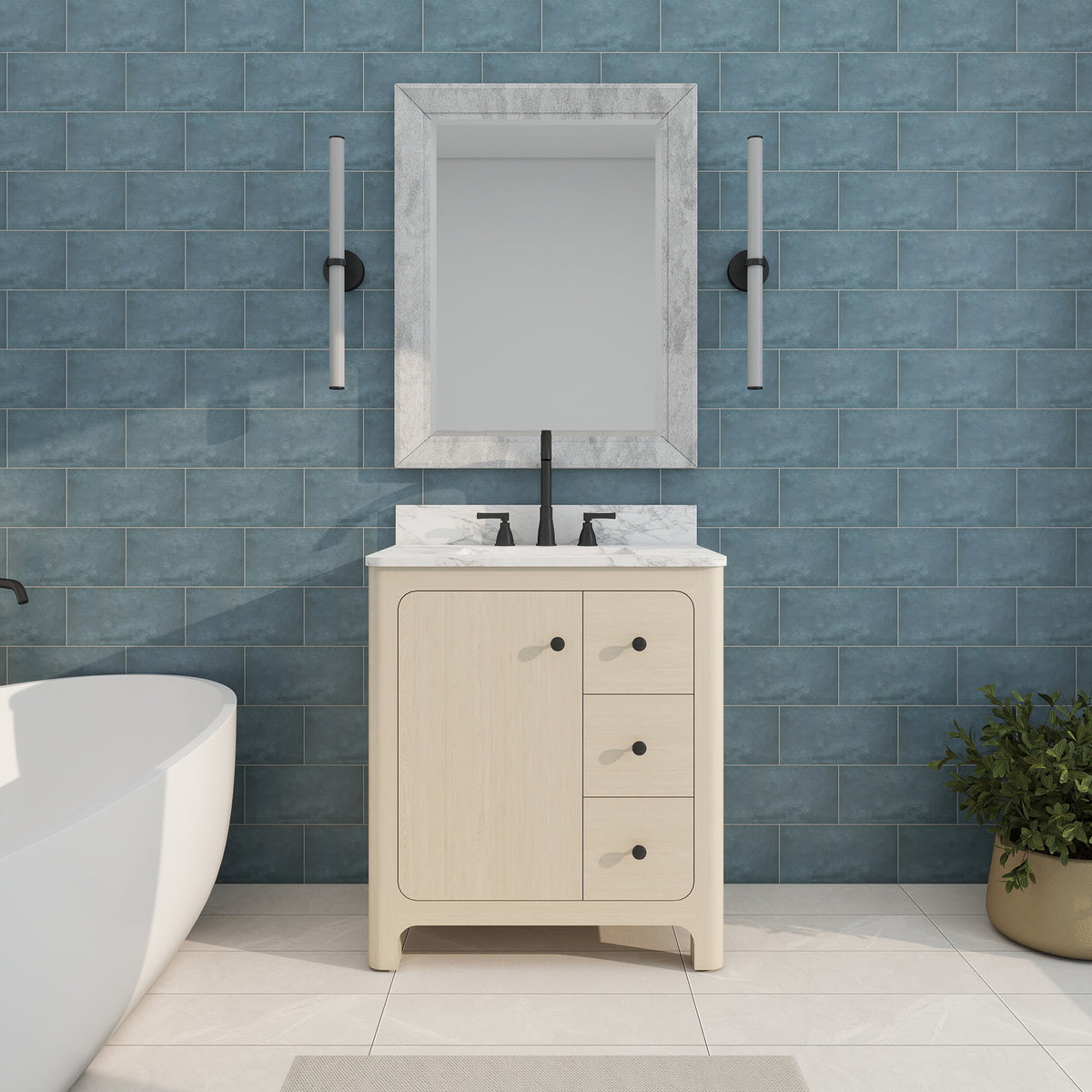 Canyon 30" Freestanding Single Vanity Cabinet with Curved Design