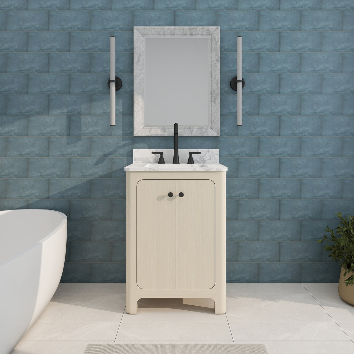 Canyon 24" Freestanding Single Vanity Cabinet with Curved Design