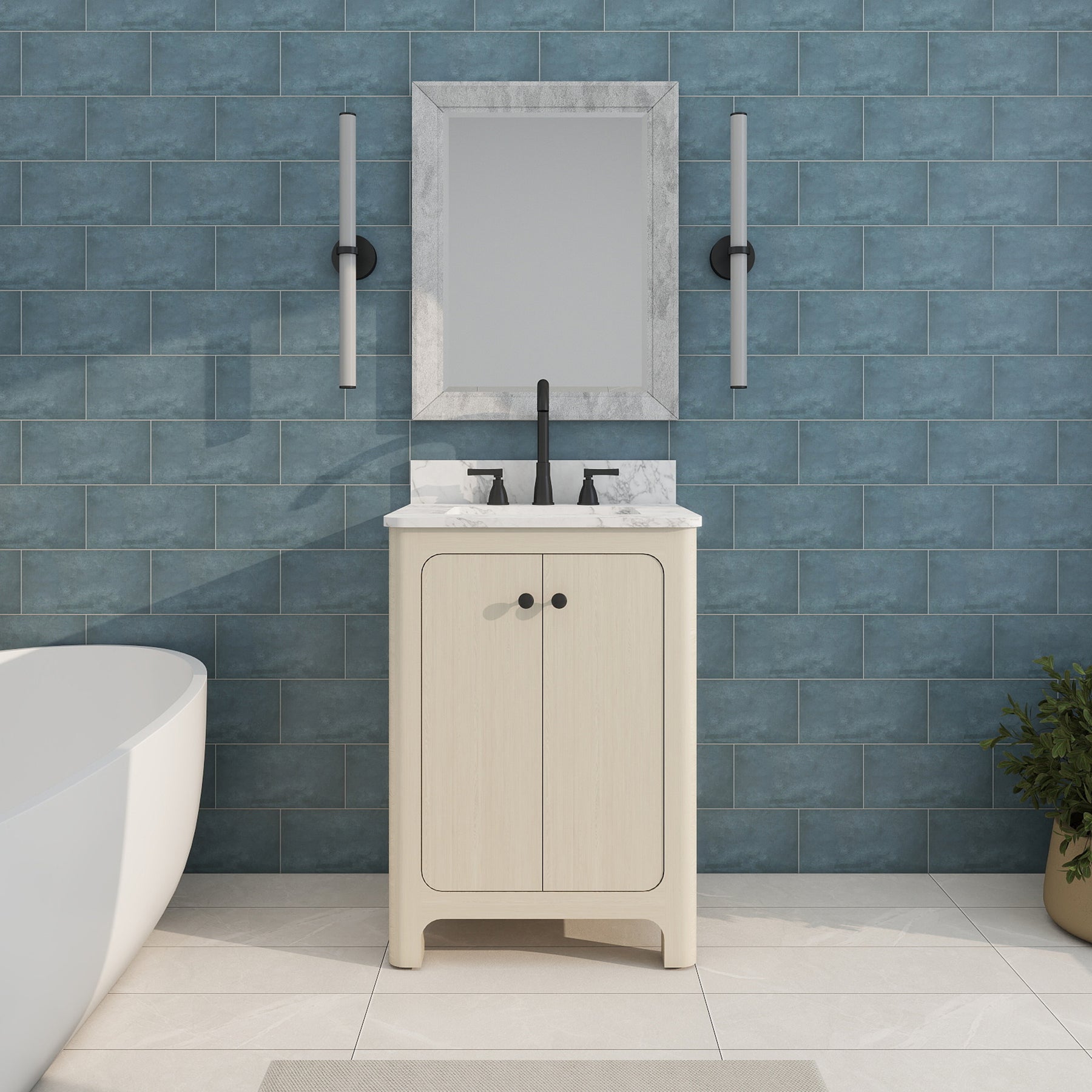 Canyon 24" Freestanding Single Vanity Cabinet with Curved Design