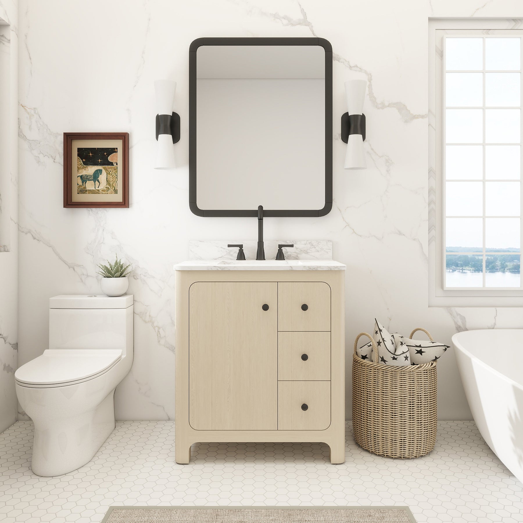 Canyon 30" Freestanding Single Vanity Cabinet with Curved Design