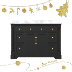 Acro 48’’ Freestanding Single Vanity Cabinets with Arch Feet Matte Black 浴室柜