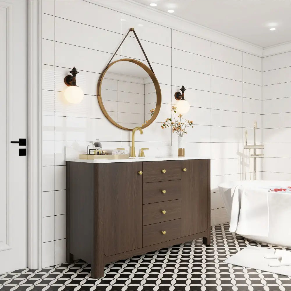 Canyon 48’’ Freestanding Single Vanity Cabinets with Curved Design 浴室柜