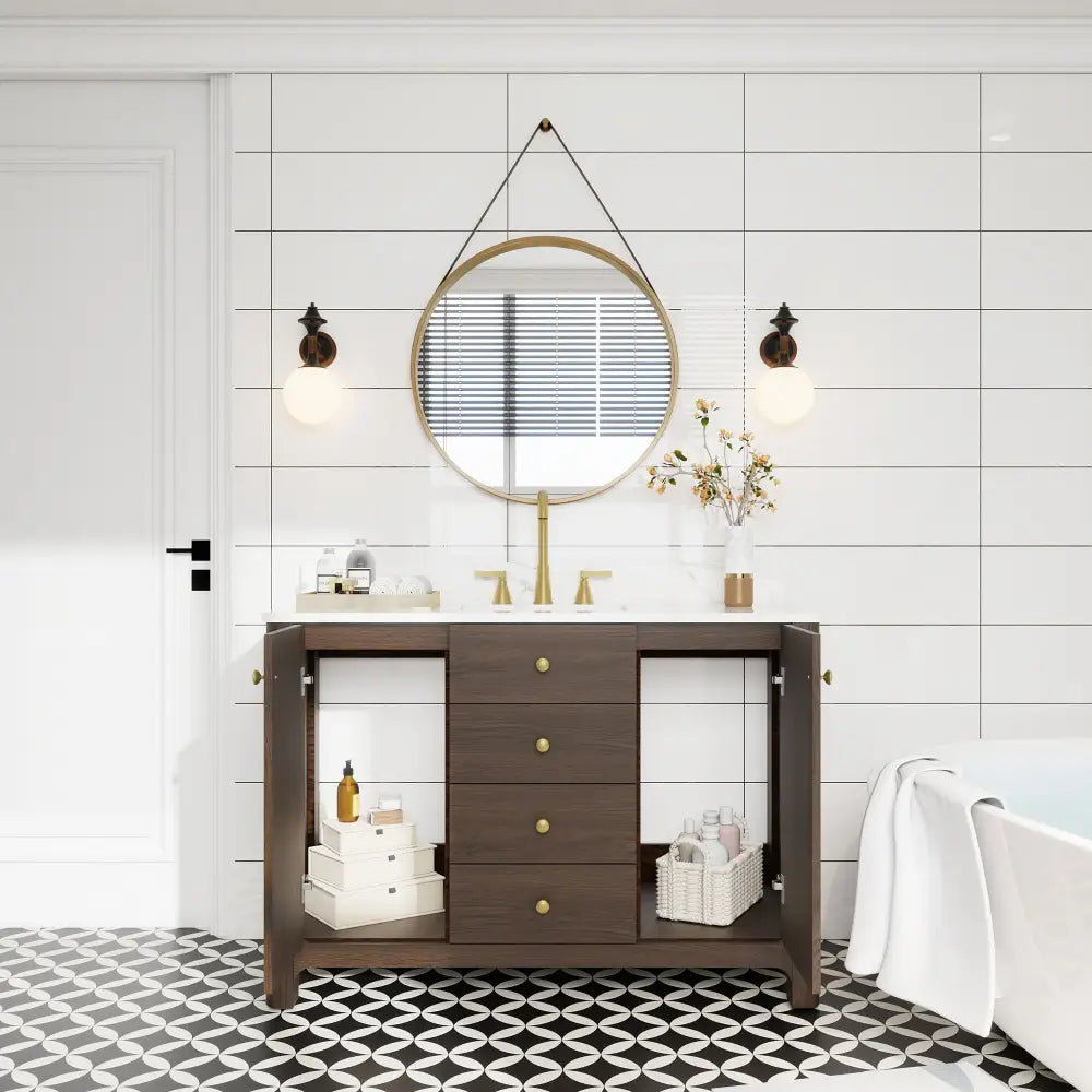 Canyon 48’’ Freestanding Single Vanity Cabinets with Curved Design 浴室柜