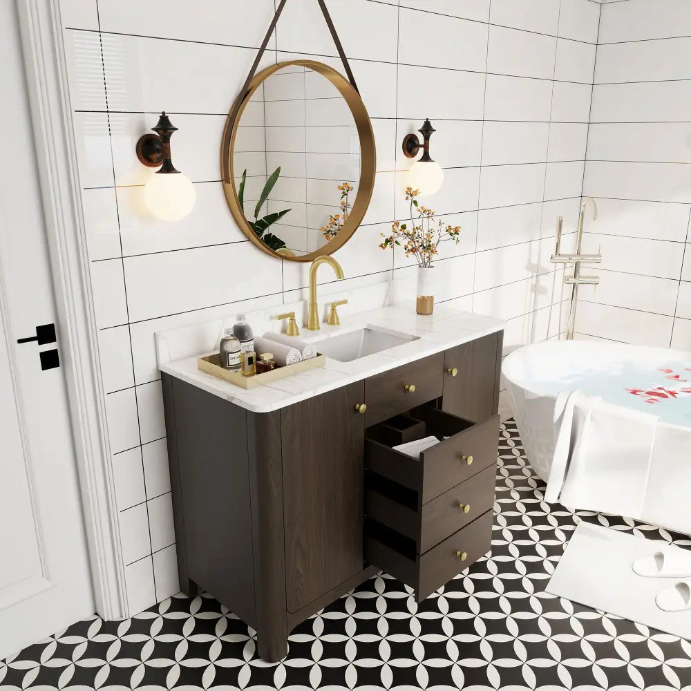 Canyon 48’’ Freestanding Single Vanity Cabinets with Curved Design 浴室柜