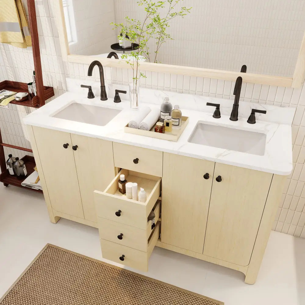 Canyon 60’’ Freestanding Double Vanity Cabinets with Curved Design 浴室柜