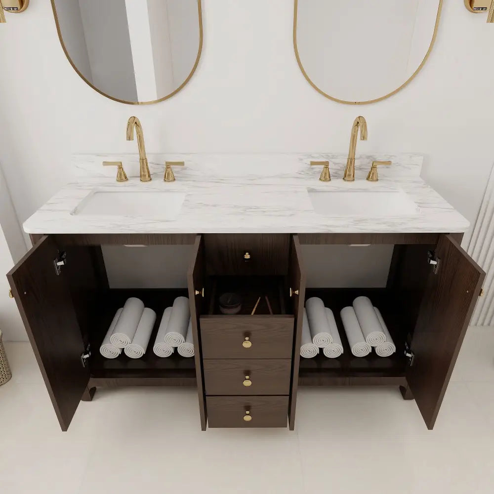 Canyon 60’’ Freestanding Double Vanity Cabinets with Curved Design 浴室柜