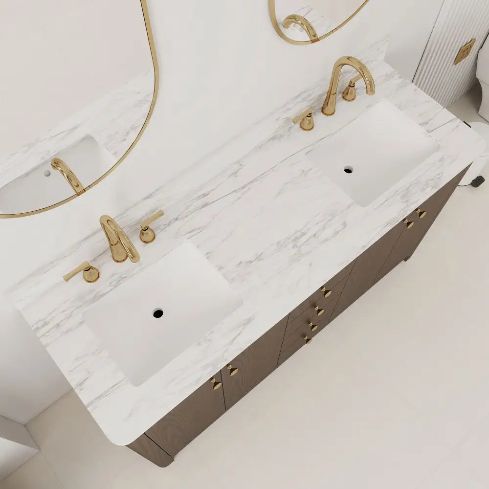 Canyon 60’’ Freestanding Double Vanity Cabinets with Curved Design 浴室柜