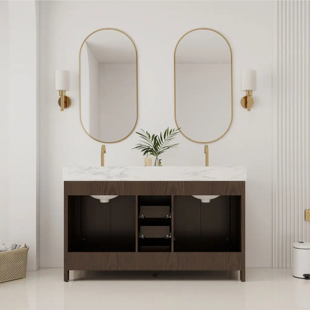Canyon 60’’ Freestanding Double Vanity Cabinets with Curved Design 浴室柜