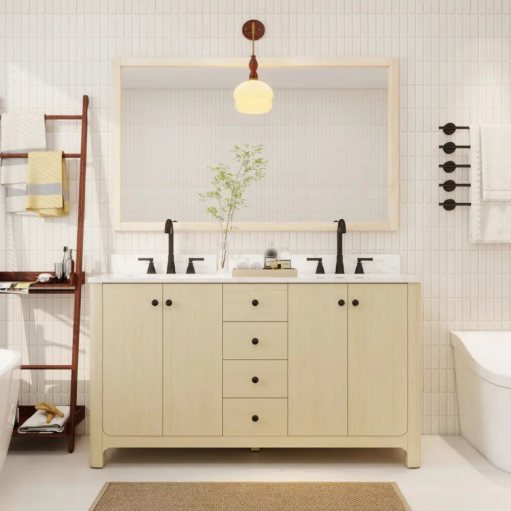 Canyon 60’’ Freestanding Double Vanity Cabinets with Curved Design 浴室柜