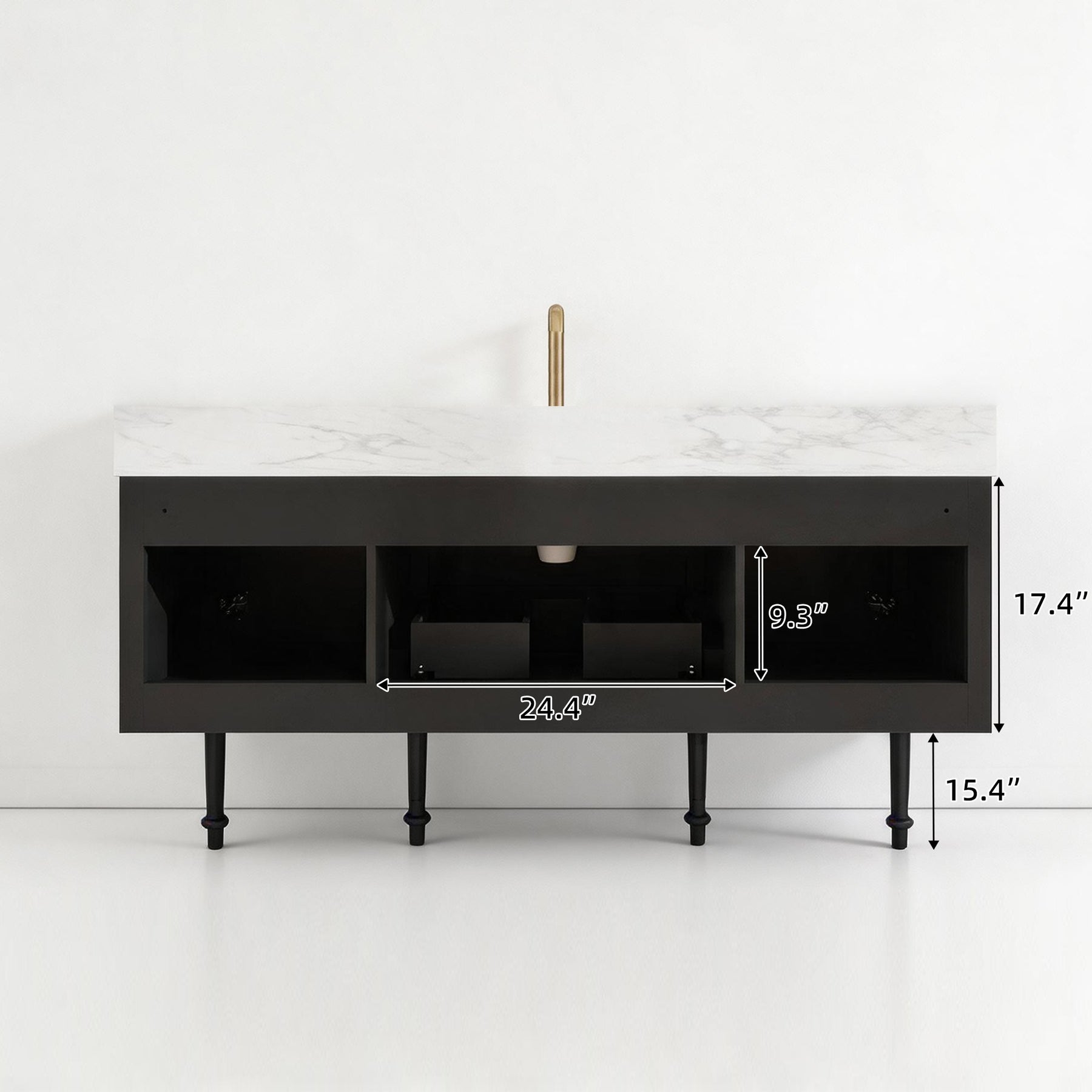 Modish 60" Single Vanity Cabinet with Solid Wood Legs, Pre-Assembled, Freestanding & Floating 2 Installation Ways