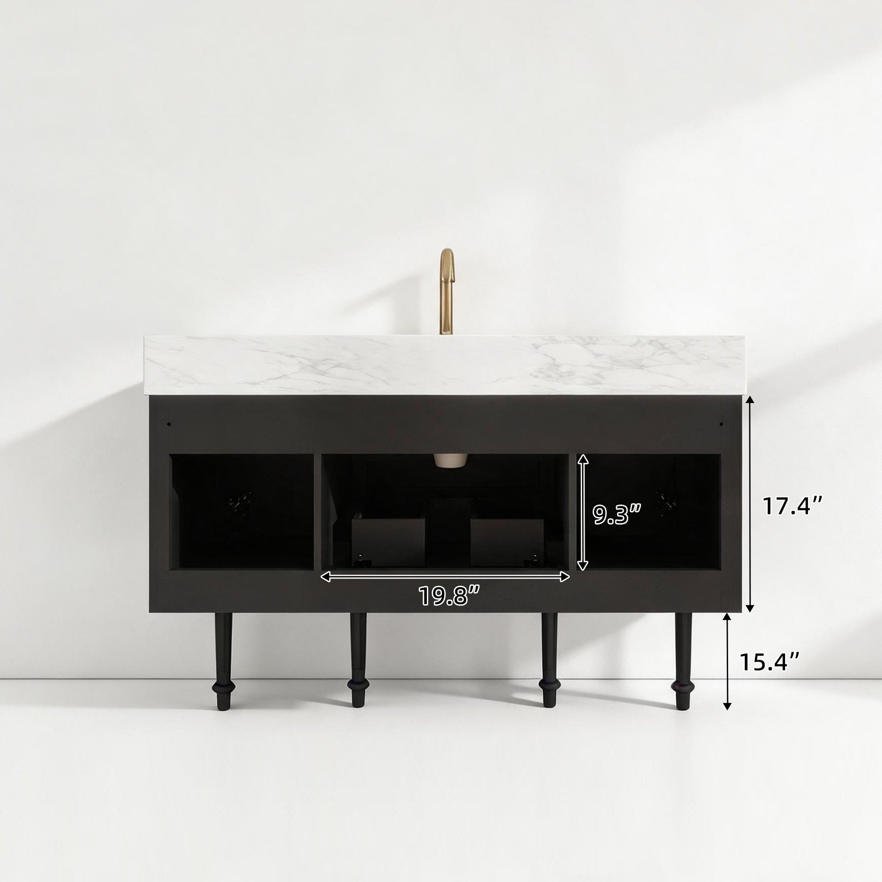 Modish 48" Single Vanity Cabinet with Solid Wood Legs, Pre-Assembled, Freestanding & Floating 2 Installation Ways