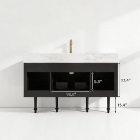 Modish 48" Single Vanity Cabinet with Solid Wood Legs, Pre-Assembled, Freestanding & Floating 2 Installation Ways