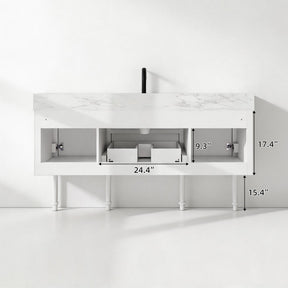 Modish 60" Single Vanity Cabinet with Solid Wood Legs, Pre-Assembled, Freestanding & Floating 2 Installation Ways