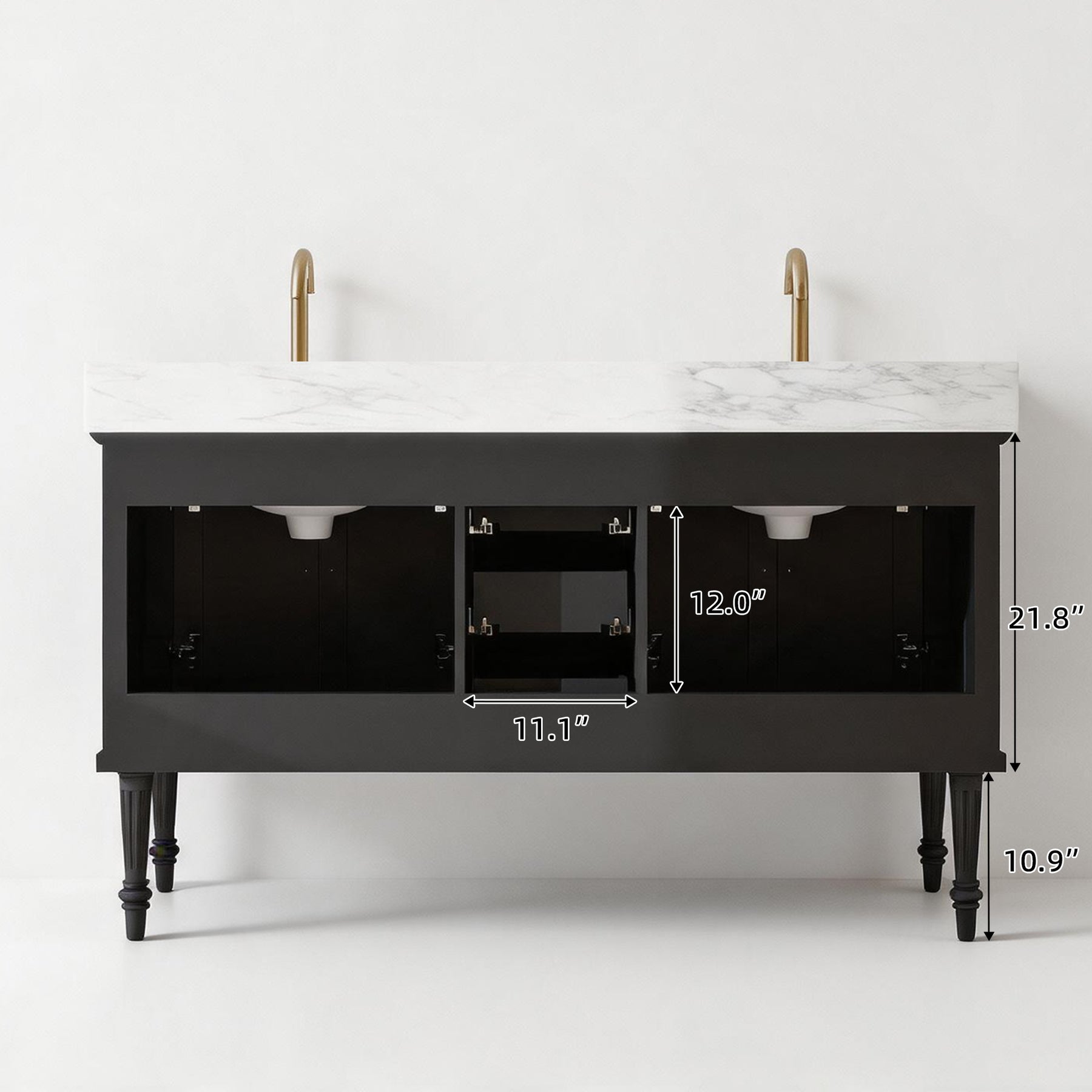 Elara 60" Freestanding Double Vanity Cabinets with Solid Wood Legs