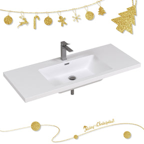 48" Rectangular Integrated SMC Bathroom Sink with Faucet & Drain Kit (Fits eclife Modern-48 & Waterfall-48 Bases)