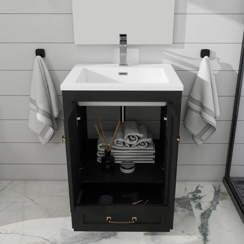 Modern 24’’ RTA Freestanding Vanity Cabinet Base with Larger Storage Room (Countertop & Sink Not Included) 浴室柜