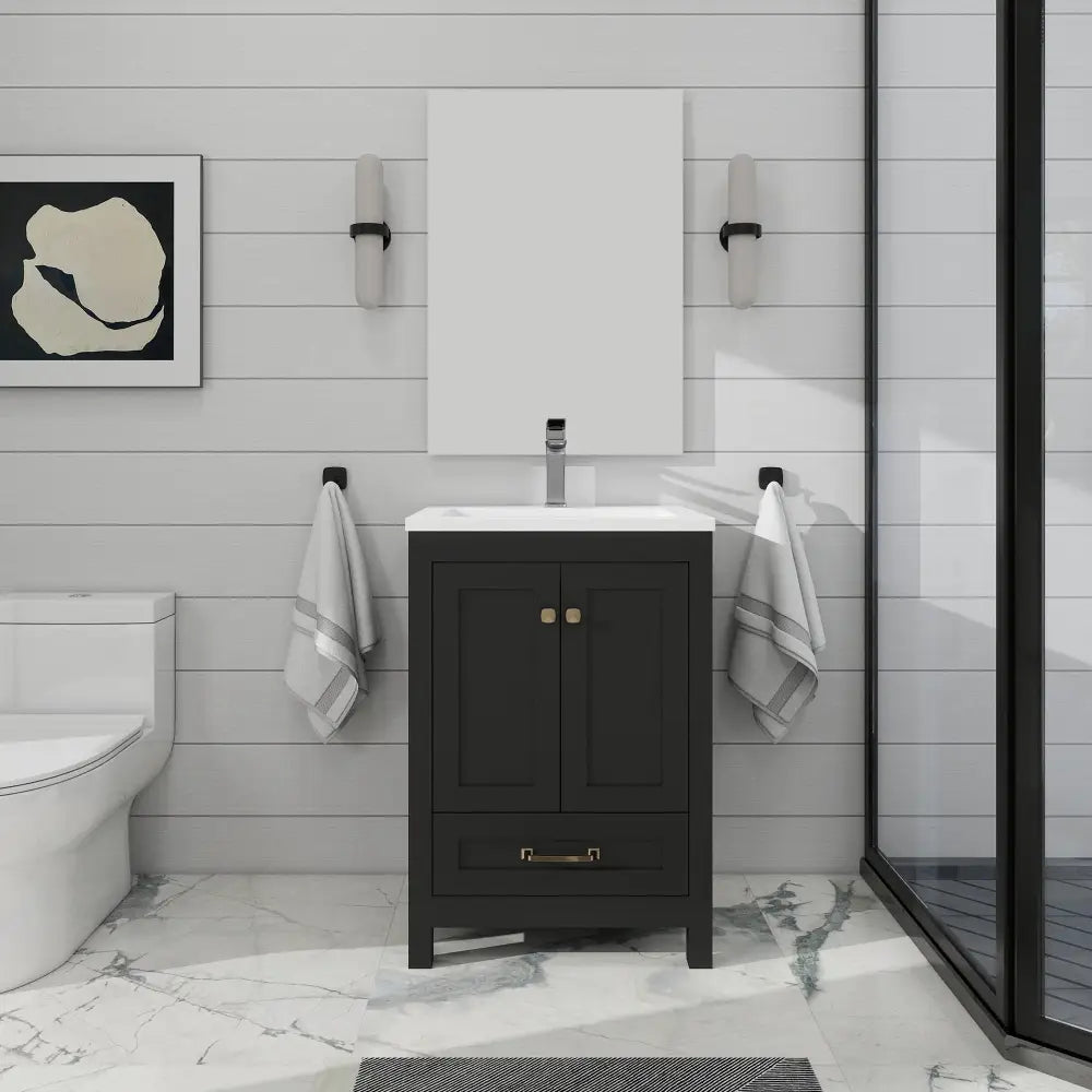 Modern 24’’ RTA Freestanding Vanity Cabinet Base with Larger Storage Room (Countertop & Sink Not Included) 浴室柜