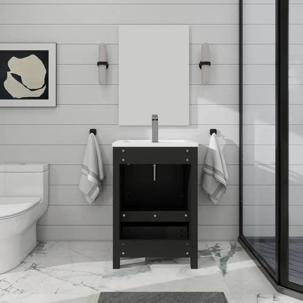 Modern 24’’ RTA Freestanding Vanity Cabinet Base with Larger Storage Room (Countertop & Sink Not Included) 浴室柜