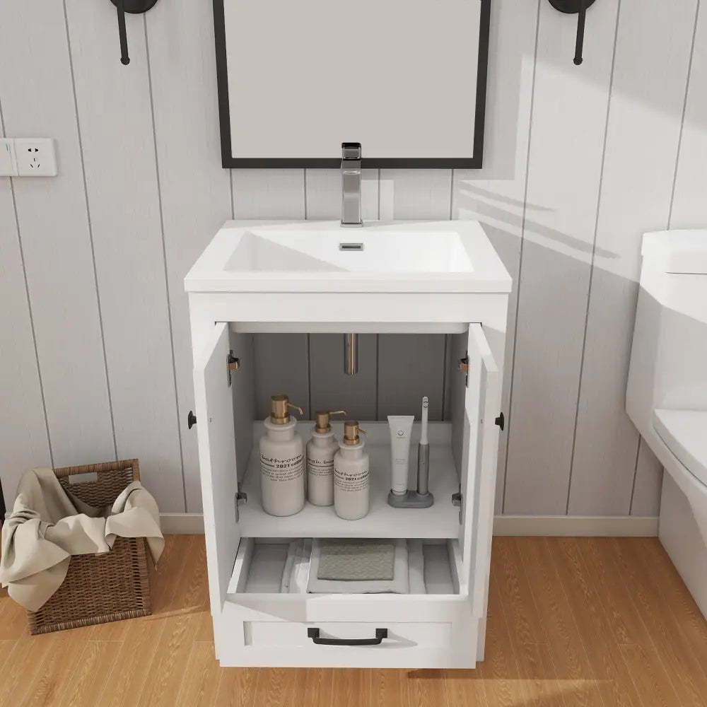 Modern 24’’ RTA Freestanding Vanity Cabinet Base with Larger Storage Room (Countertop & Sink Not Included) 浴室柜