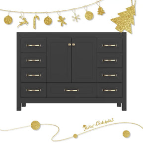 Modern 48’’ RTA Freestanding Vanity Cabinet Base with Larger Storage Room (Countertop & Sink Not Included) Black 浴室柜